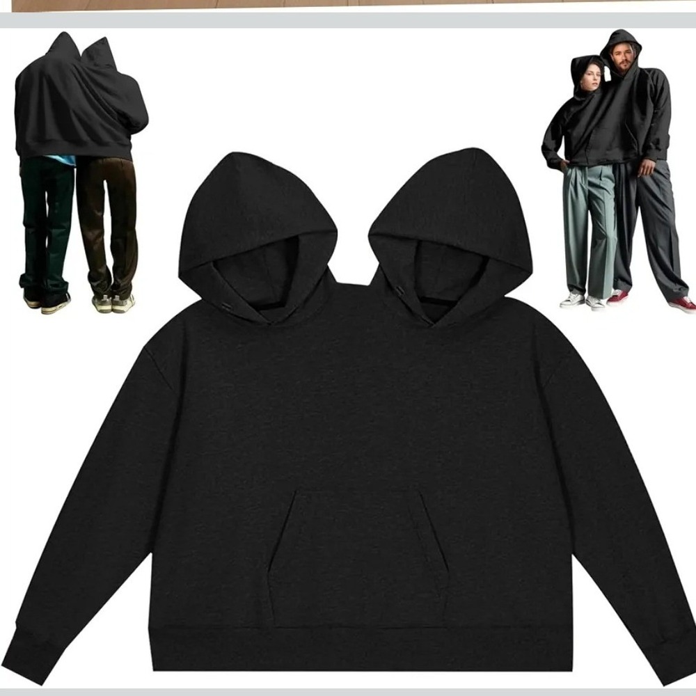 NWOT two-person couple's oversized hoodie, designed with two attached hoods XL